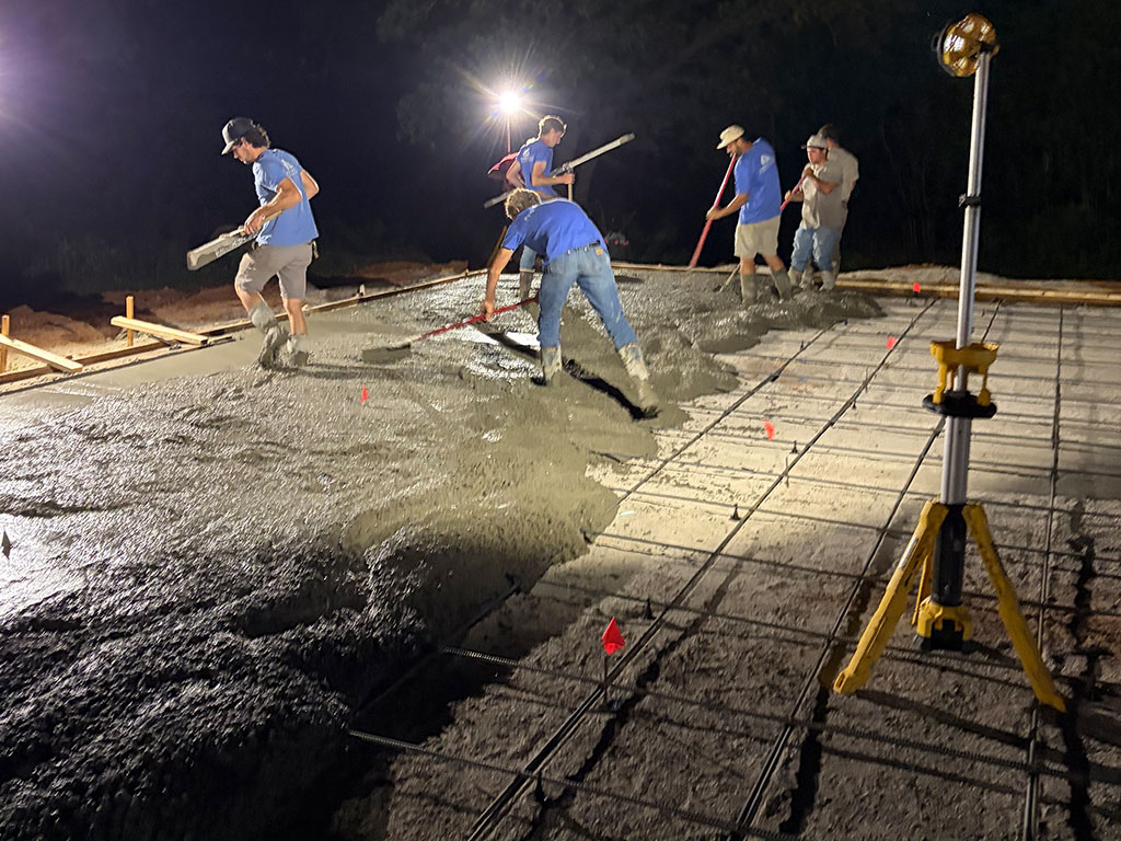 Pouring new concrete shop floor